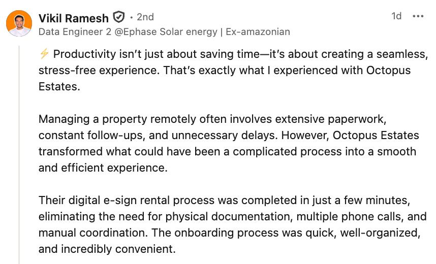 Client Recommendation on LinkedIn