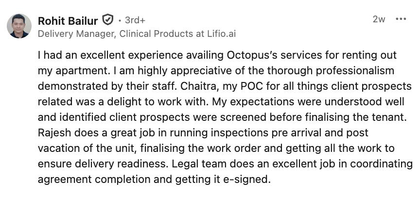 Client Recommendation on LinkedIn